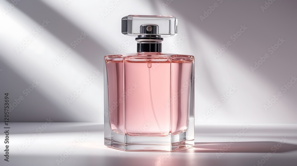 Elegant Pink Perfume Bottle in Soft Light Elegant Pink Perfume Bottle in Soft Light