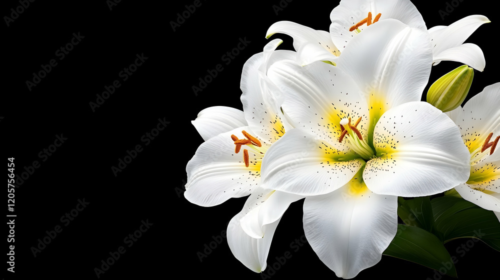 Obraz premium White Lily and Candle Background Space, rose 