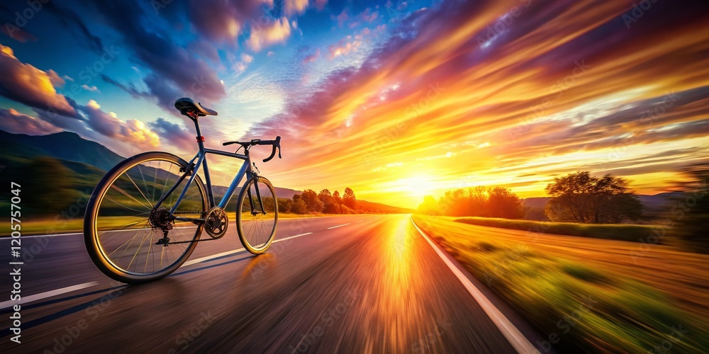 Fototapeta premium Bokeh Bicycle Ride: Sport, Health, Travel & Adventure Poster