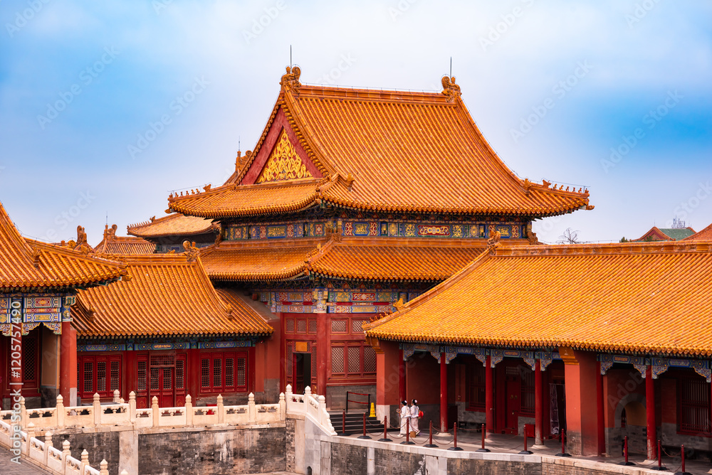 Naklejka premium Forbidden city in Beijing, China. Chinsese architecture and landmark