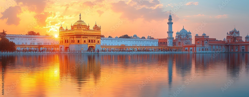 Fototapeta premium Majestic Entrance of the Golden Temple at Sunset