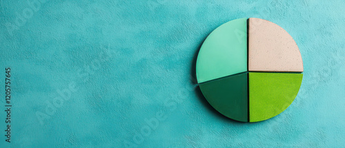 colorful pie chart with four segments on textured blue background
