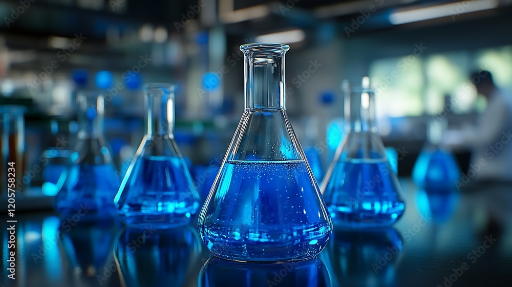 A close up of laboratory equipment such as beaker A close up of laboratory equipment such as beaker