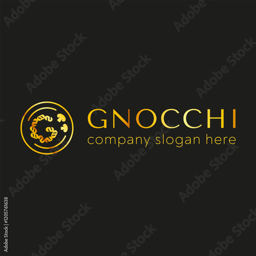 Gnocchi G logo vector template on black background