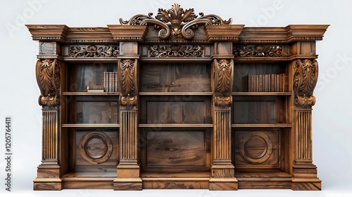 A bookcase is a piece of furniture designed to store and display books, often featuring multiple shelves for organization. It can vary in size, style, and material, ranging from small, compact units t photo