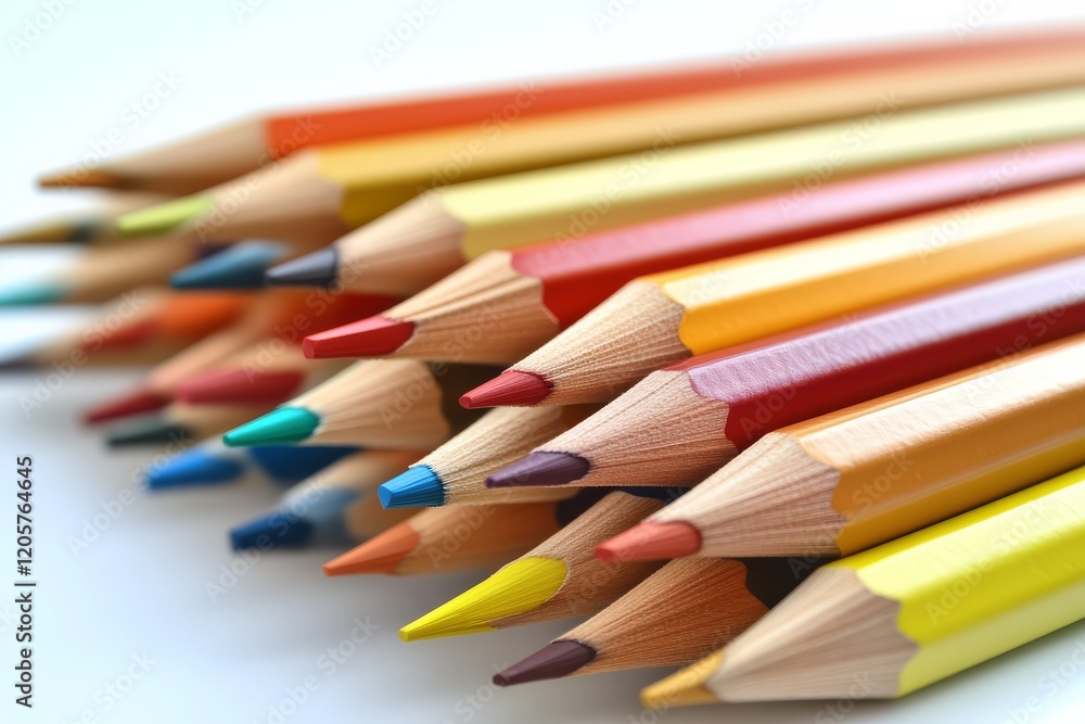 A vibrant collection of colored pencils arranged diagonally, showcasing a spectrum of colors against a neutral background. A vibrant collection of colored pencils arranged diagonally, showcasing a spectrum of colors against a neutral background.