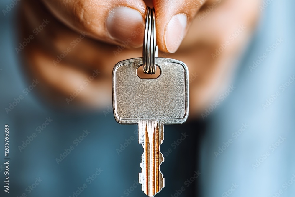 A realtor holding a new house key. Generative AI A realtor holding a new house key. Generative AI