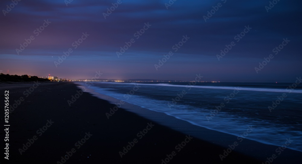 Dramatic Sunset Over a Tranquil Seashore Under a Moody Sky Dramatic Sunset Over a Tranquil Seashore Under a Moody Sky
