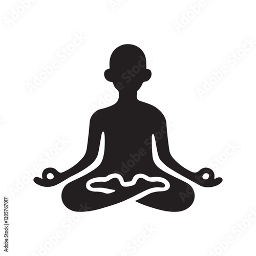 Meditating silhouette vector with a white  background