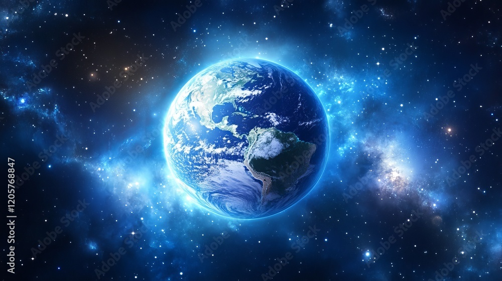 Fototapeta premium Futuristic Earth: Abstract Data Network Background