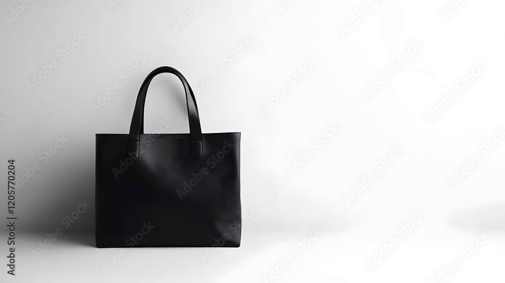 A minimalistic image of a stylish black leather handbag on a white background
A minimalistic image of a stylish black leather handbag on a white background