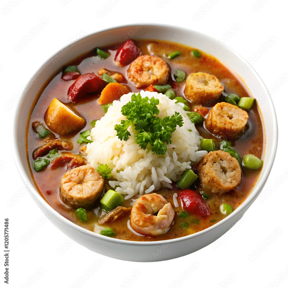 Gumbo in bowl isolated on transparent background Gumbo in bowl isolated on transparent background