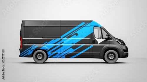 Obraz na płótnie Black van, blue design, studio backdrop, mockup