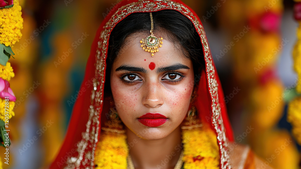 Artalika Teej, A close-up image of a bride-like woman wearing a red outfit, showcasing a high-fidelity, detailed portrait in vibrant color. Artalika Teej, A close-up image of a bride-like woman wearing a red outfit, showcasing a high-fidelity, detailed portrait in vibrant color.