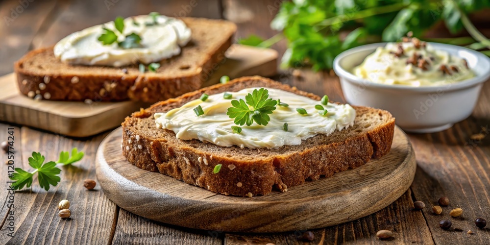 Toasted Buckwheat Bread with Creamy Butter Spread, warm and inviting Toasted Buckwheat Bread with Creamy Butter Spread, warm and inviting
