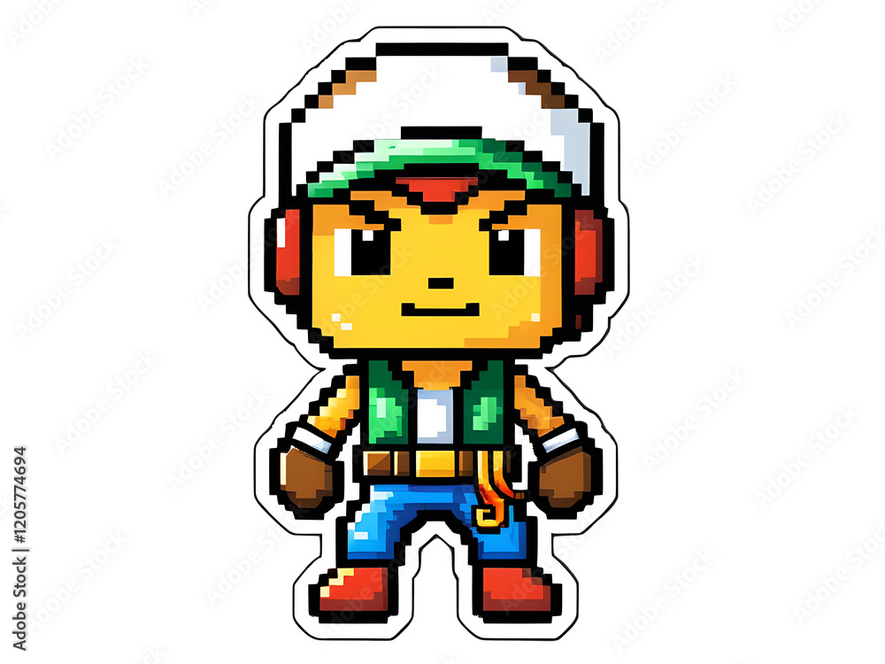 Sticker: Lora's Pixel Art Game Character - Gaming Style Contour Vector on White Background Sticker: Lora's Pixel Art Game Character - Gaming Style Contour Vector on White Background