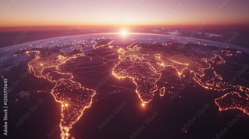 Global City Lights at Sunset: A Stunning Night View of Earth Global City Lights at Sunset: A Stunning Night View of Earth