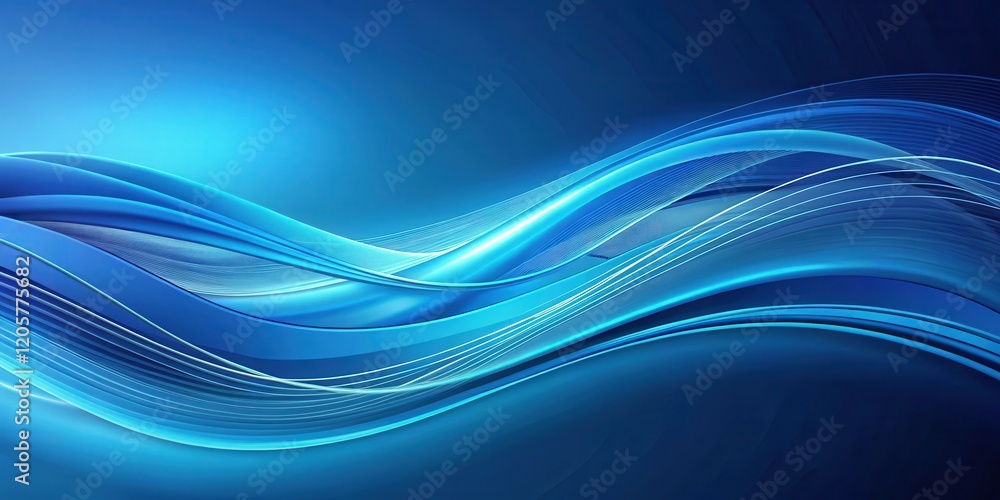 Fototapeta premium Gradient blue background with wavy and curved lines creating a sense of movement, blue abstract