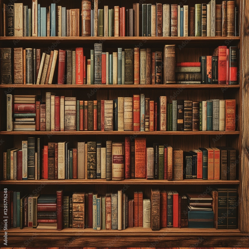 A seamless colorful pattern resembling a bookshelf, ideal for education, creativity, and reading themes. A seamless colorful pattern resembling a bookshelf, ideal for education, creativity, and reading themes.