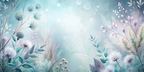 Serene Pastel Floral Meadow with Delicate Blooms and Feathery Foliage, Perfect for Dreamy and Tranquil Backgrounds