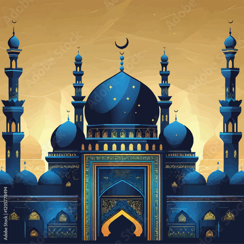 mosque image, roadman image, edh Mubarak image, vector image. photo