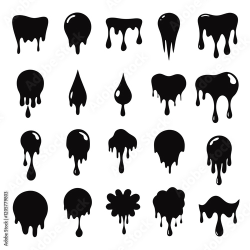 Collection of Dripping and Spilled Liquid Shapes vector design