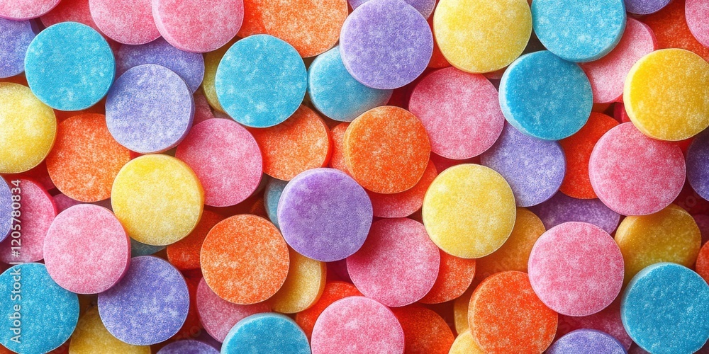 Colorful candy discs creating a vibrant background with circular shapes
Colorful candy discs creating a vibrant background with circular shapes