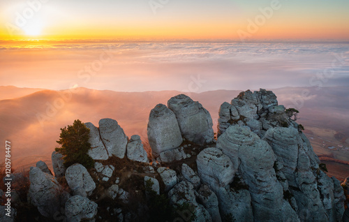 Dawn on Mount Demerdzhi in Crimea photo