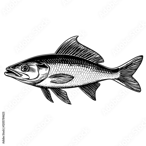 Detailed illustration of a fish showcasing its unique features and anatomy, perfect for educational purposes and art studies. Generative AI