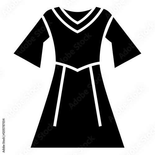 Black Tunic Silhouette Vector Illustration on White