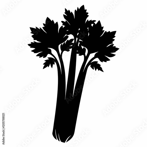 Abstract Celery Shape Artistic Black Silhouette