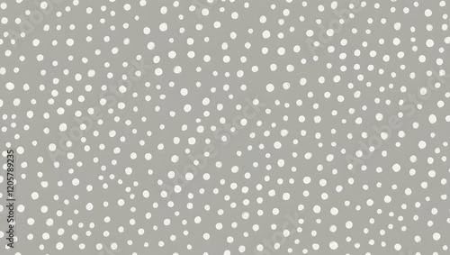 Gray background with random white hand drawn polka dots art pattern