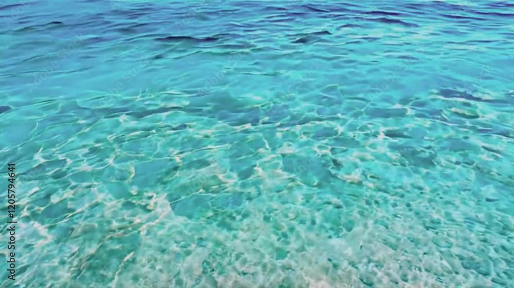 Serene Crystal Clear Water Displaying Beautiful Shades of Turquoise and Aqua Under Bright Sky Serene Crystal Clear Water Displaying Beautiful Shades of Turquoise and Aqua Under Bright Sky