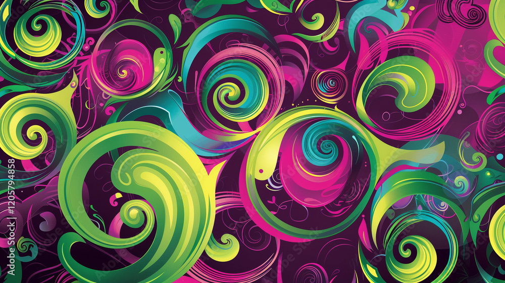A vibrant swirl design featuring bold curves in shades of magenta, teal, and gold, creating a striking effect. A vibrant swirl design featuring bold curves in shades of magenta, teal, and gold, creating a striking effect.