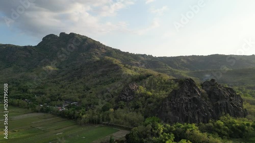 Beautiful natural views in the hill area taken from a drone