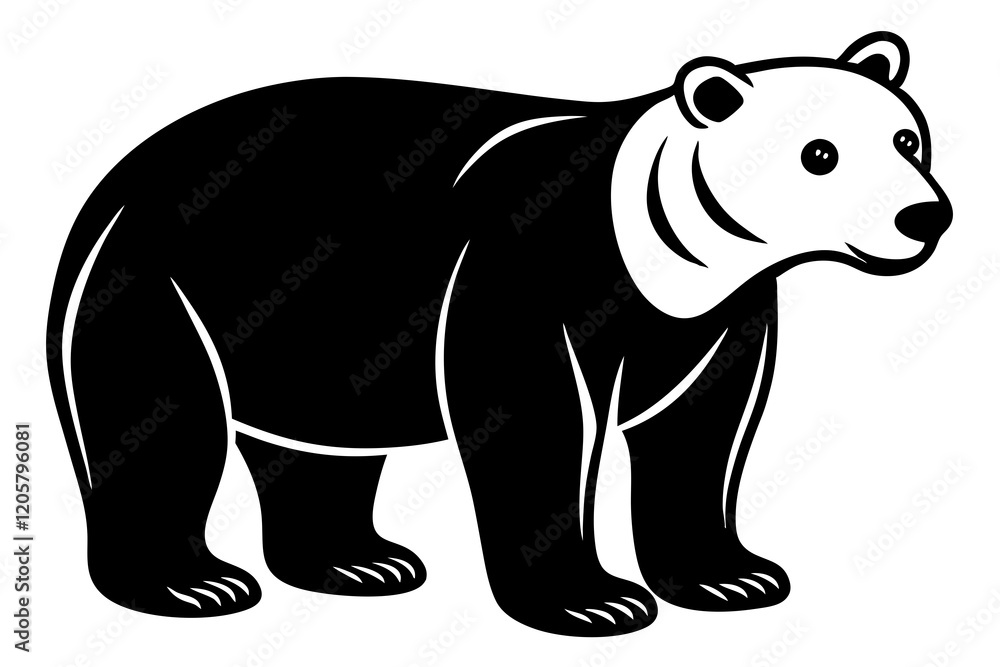 Polar Black Bear Cartoon Vector Icon on White Background Polar Black Bear Cartoon Vector Icon on White Background