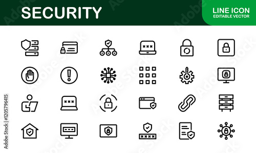 Premium Security Icons. Clean and Editable Vectors for Surveillance, Protection, Alarm Systems, and Cybersecurity Projects. photo