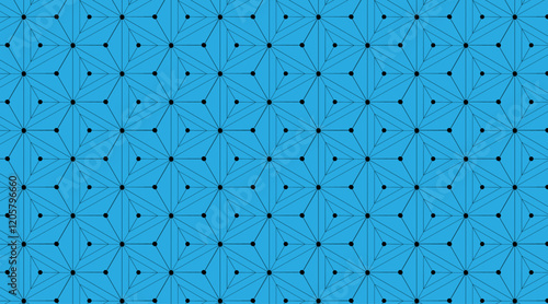 Pattern design with 3d circle, triangle and hexagonal shape | Seamless geometric shape pattern design  |  Luxury background with line and circle with sky-blue color