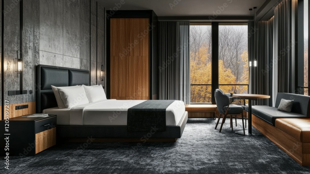 A modern hotel suite with modern furniture. Contemporary, stylish hotel room. Travel. Tourism. Vacation. A modern hotel suite with modern furniture. Contemporary, stylish hotel room. Travel. Tourism. Vacation.