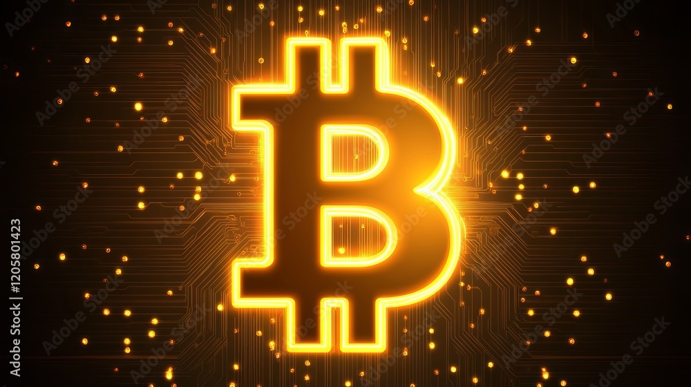 Glowing Bitcoin Symbol Abstract Background Glowing Bitcoin Symbol Abstract Background