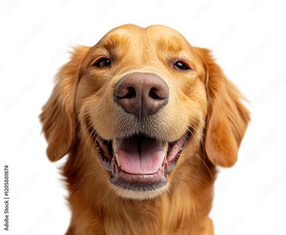 Happy golden retriever dog smiling pet cheerful atmosphere close-up view Happy golden retriever dog smiling pet cheerful atmosphere close-up view