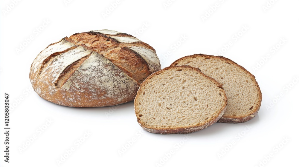 Freshly Sliced Sourdough Bread with Crisp Crust Freshly Sliced Sourdough Bread with Crisp Crust