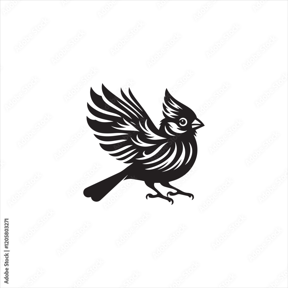 Obraz premium Black Silhouette Vector bird on a branch