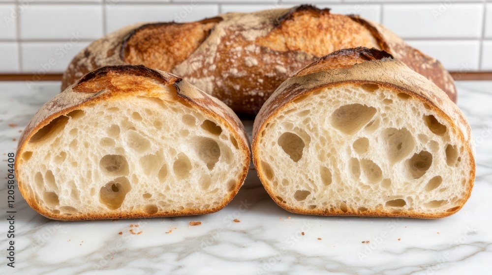 Perfectly Scored Sourdough Bread with Airy Crumb Perfectly Scored Sourdough Bread with Airy Crumb