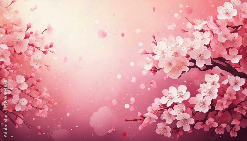 桜の花と幻想的な背景のイラスト 桜の花と幻想的な背景のイラスト