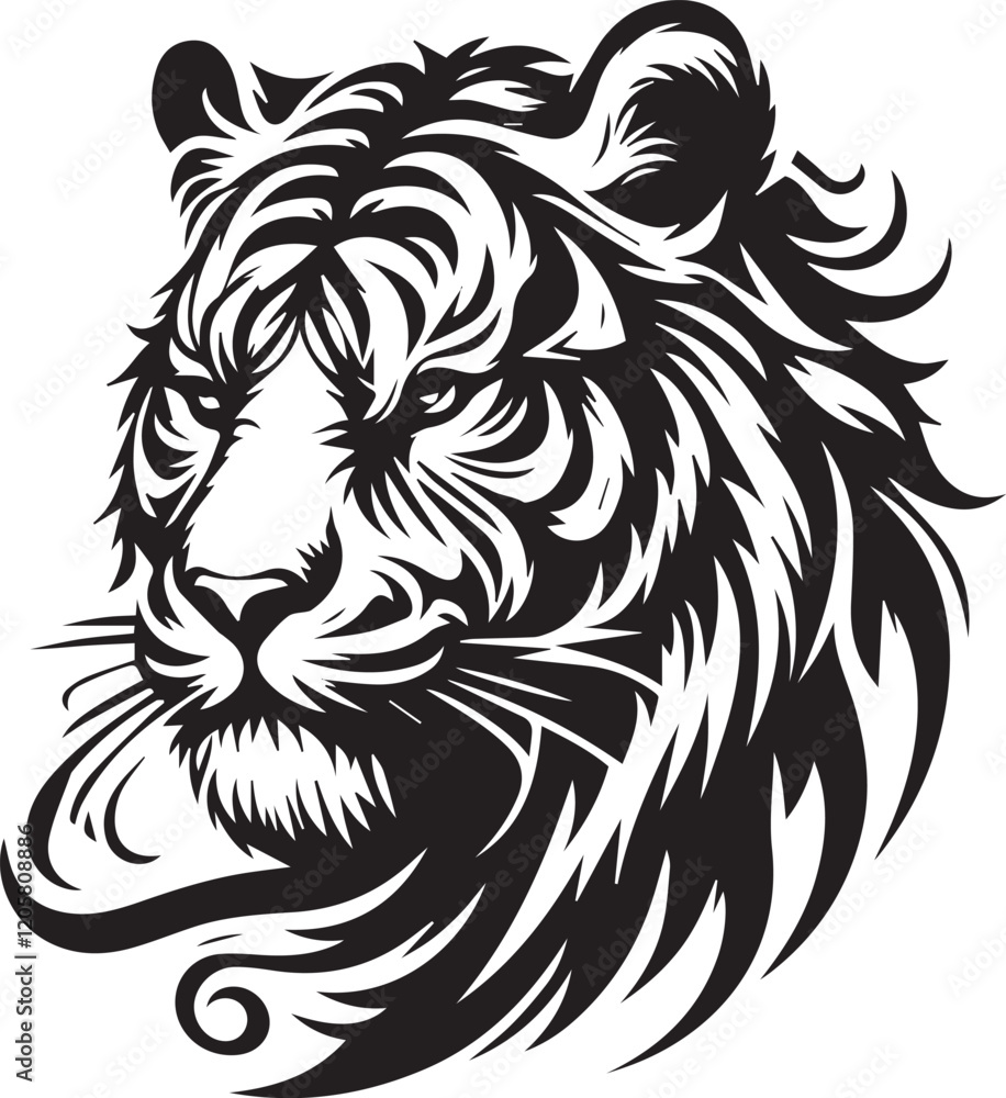 Obraz premium Majestic Tiger Silhouette Vector