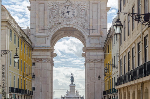 The Rua Augusta Arch, historical building in Lisbon, Portugal photo