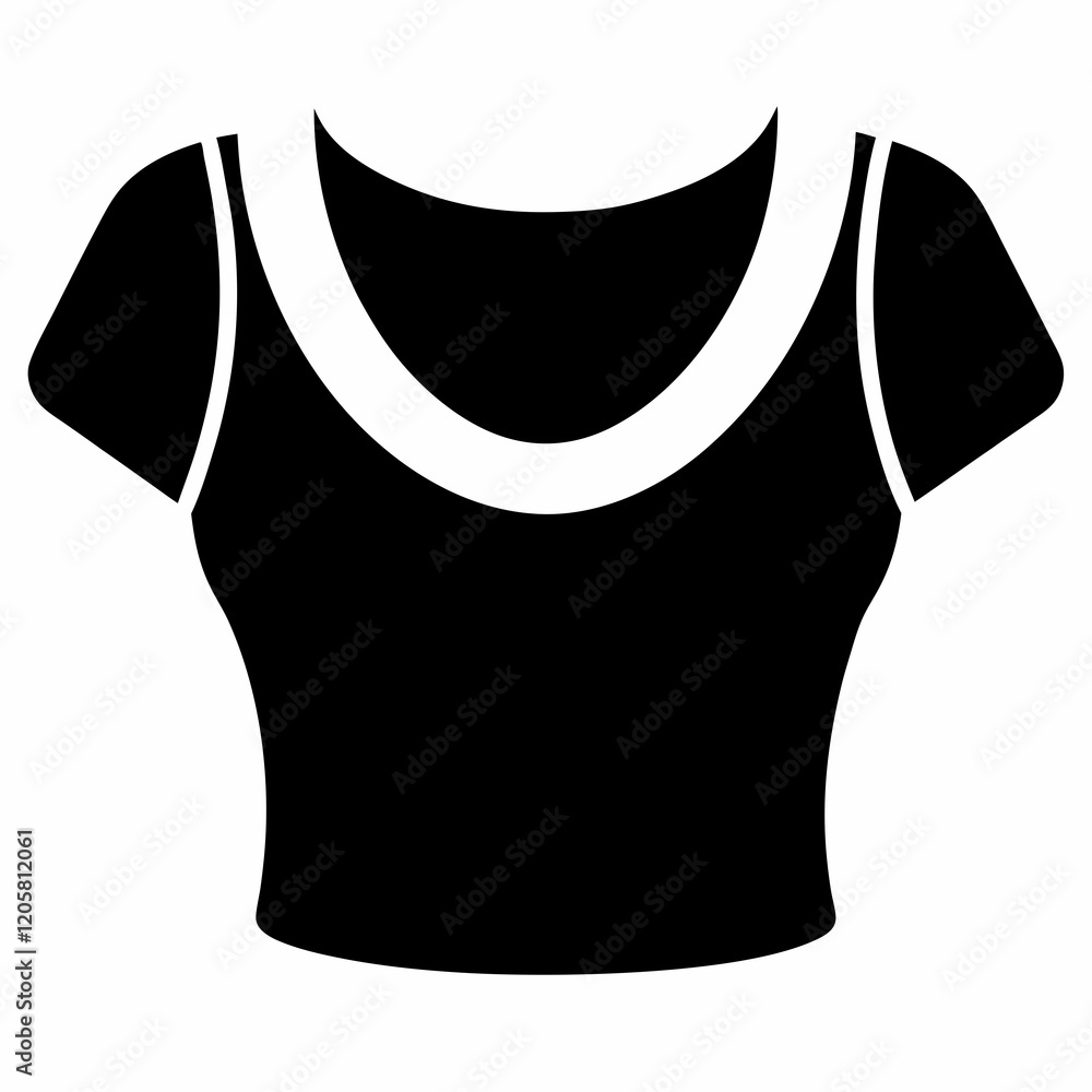 Black Crop Top Vector Art on White Canvas Black Crop Top Vector Art on White Canvas