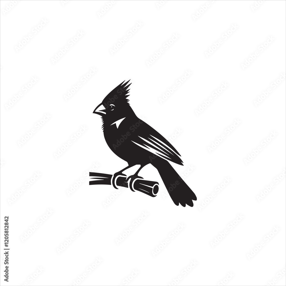 Black Silhouette Vector bird on a branch Black Silhouette Vector bird on a branch