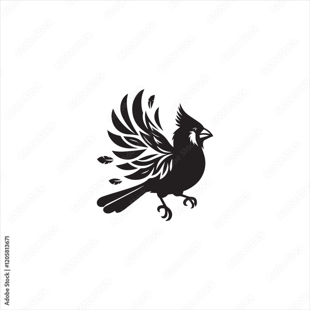 Fototapeta premium Black Silhouette Vector bird on a branch